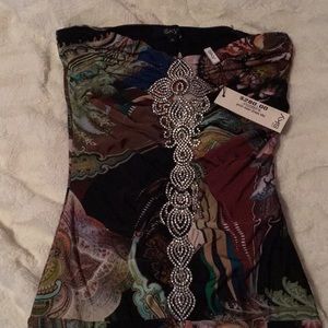 Print strapless maxi dress